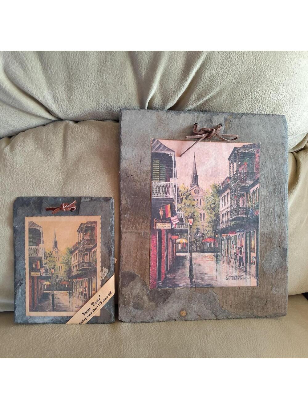 Vtg Set of 2 New Orleans Roofing Slate Orleans Street Vieux Carre Most Historic